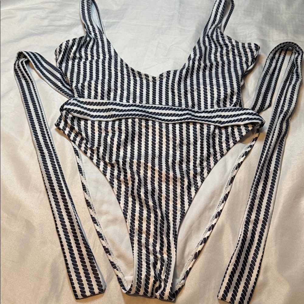 Boohoo Navy and White Kids One Piece